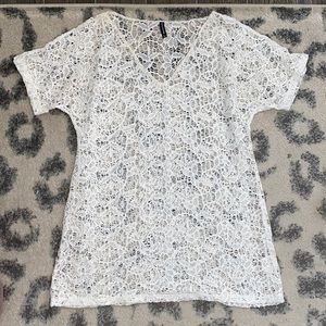 PLT white crochet beach coverup
